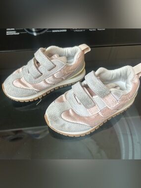 Cat & Jack velvet Pink and Light Gray Kids Velcro Sneakers